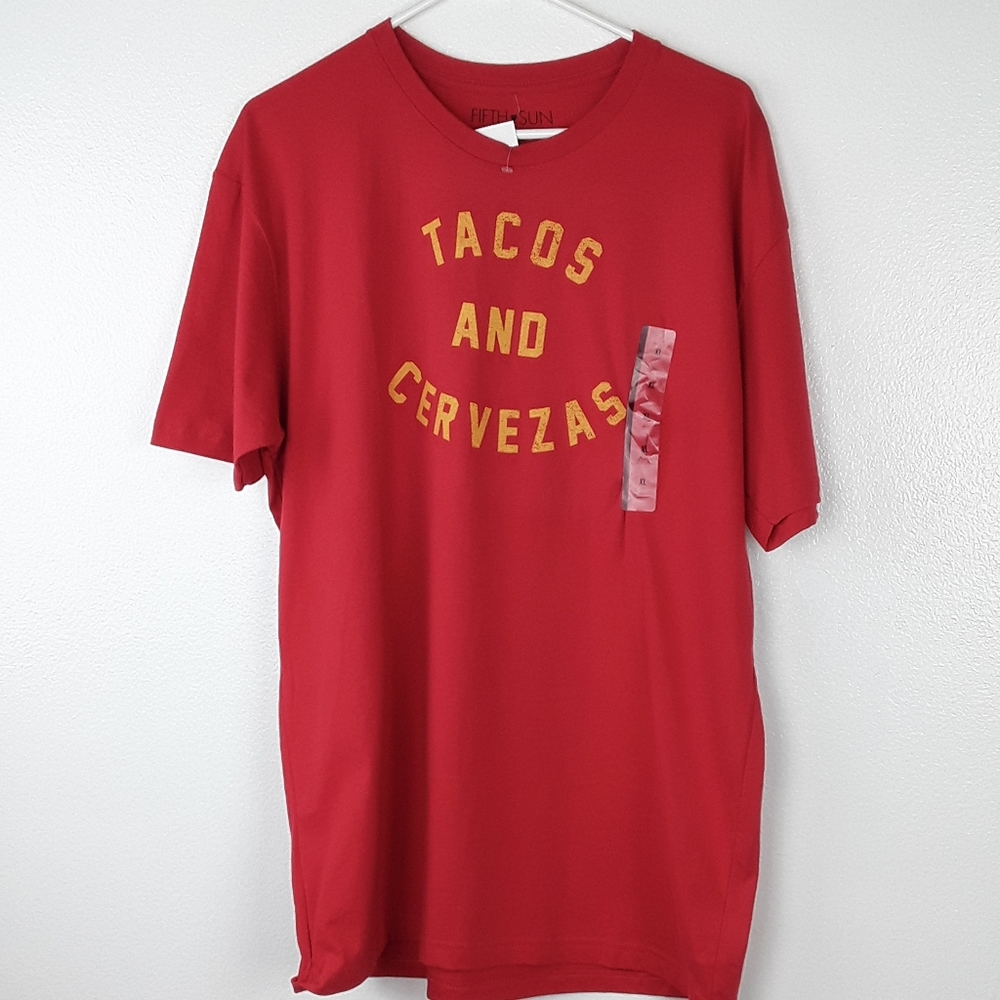 Tacos & Cervezas Red T-shirt Size XL Adult Cinco de Mayo Top NWT